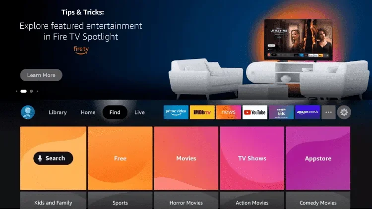 Clicking Search option on Firestick